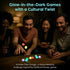 Set 4-in-1 Glow-in-The-Dark Dice Game Light-Up Party Dice for Kids & Adults Includes Korean Gonggi Game, Gift Tin
