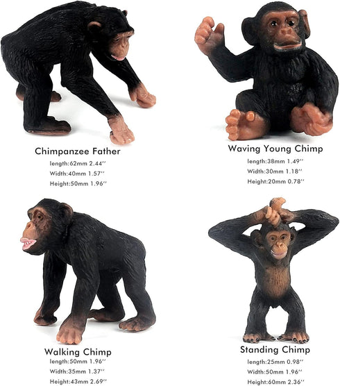 10 Playset FUNSHOWCASE Gorilla and Chimpanzees African Jungle Animals Toy Figure Realistic Plastic Figurine