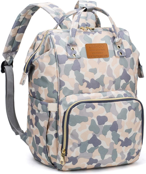 LIMHOO Diaper Bag Backpack for Men Dad, Waterproof Large Canvas Camo Nappy Bags,