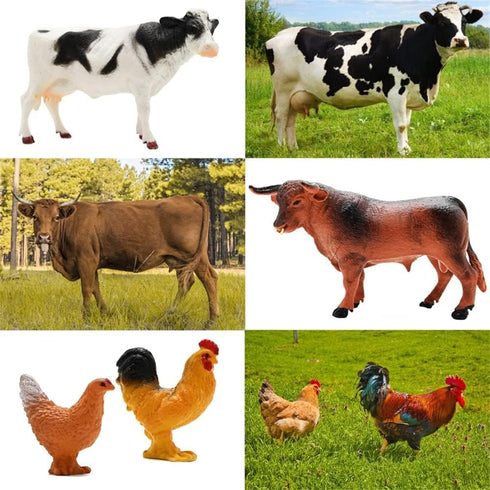 BOLZRA Mini Barn Farm Toys Playset, 66PCS Plastic Animals Figurines and Fence, Farmer Vehicle Toy Truck with Trailer