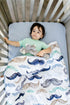 100% 4-Piece Set 2 Noisy Mouse - Boho Little Man Mustache, Premium, Organic Cotton Baby Boy Nursery Bedding Crib | Baby