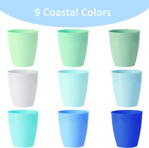 Youngever 9 Pack Kids Cups - 8 Ounce Unbreakable Toddler Drinking Cups (Coastal Colors)