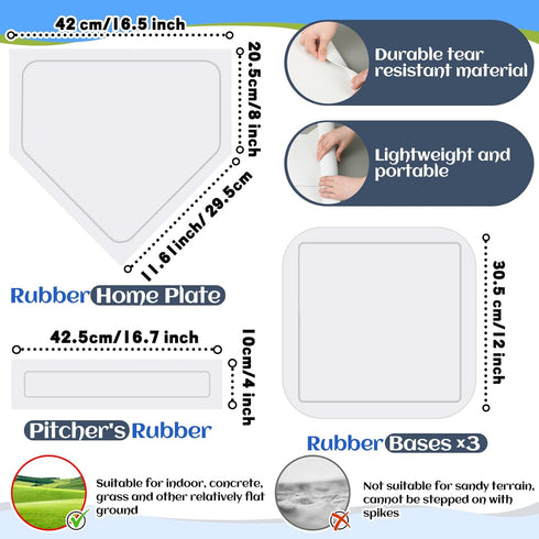 Hiboom 10 Pcs Kickball Set with 10 Inches Dodgeball, 5 Rubber Bases, Needles and Ball Pump for Backyard Games