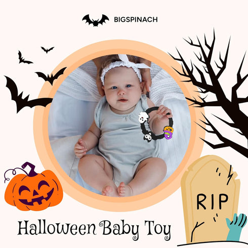 Halloween Baby Toy | Gothic Baby Teether Ring | Baby Stuff Teething Toy (Bat)