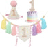 Daisy1st 1st JUIIZAY Baby First Birthday Party Decorations Macaron High Chair Banner Crown Cake Topper Birthday