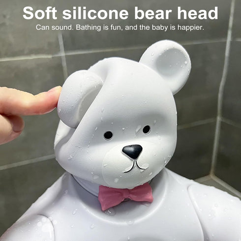 loyliawa Adjustable Baby Shower Stand with Anti-Slip Base, Huggable Bear Bath Support, Portable Baby Shower Stand, Bath