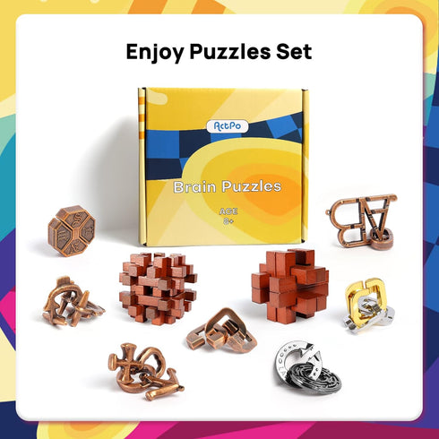 9pcs Difficulty Puzzles Gift for Adults, Teens, and Kids, Brain Teaser Puzzles Game Desk Toys
