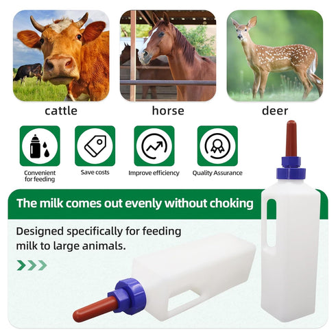 USUNFARM on,3L Calf Bottle Nipples Screw Large Capacity Calf Nursing Bottle for Farm Animals,Double Layered Lid Animal