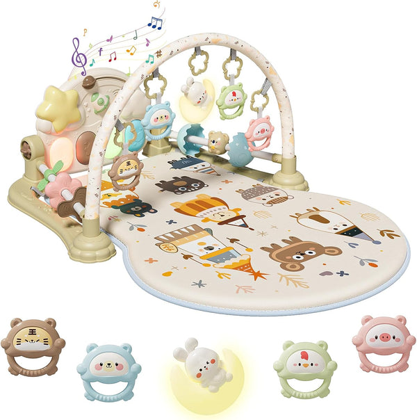YOULEBITOYS Baby Play Gym Mat - Funny Play Piano Activity Playmat with 5