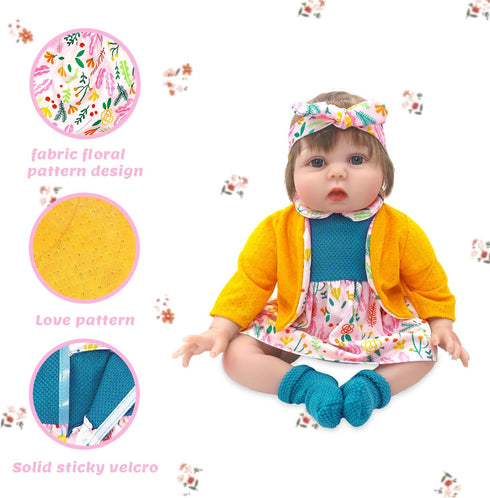 20-22 Inch 2 Set 20 Inch 7 ECORELF Reborn Doll Clothes for Dolls, Baby Doll Clothes Accessories Pcs Include Dress Coat