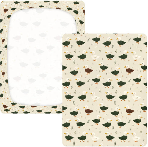miaozhen 1 Pack 52x28 Cotton Baby Crib Sheets Ultra Soft Naughty Jurassic Mallard Duck Playard Mattress Sheets