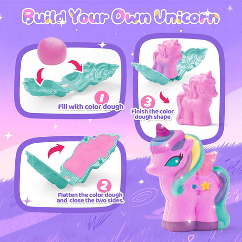 Sets 2-4, 4-8 Dough Play for Kids Ages Unicorn Theme Dough Tools Toys, Creations Dough Ferris Wheel Kits, Candy