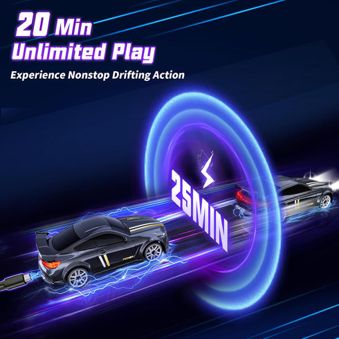 JoySpark Toys 1:64 2-Speed 2.4GHz 4 Mini RC Drift Car Scale, Remote Control Car with LED Lights & Modes, Stunt Drifting