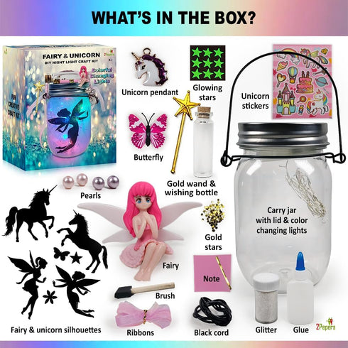 3 4 5 6 7 8 9 10 11 12 Make Your Own Unicorn & Fairy Lantern Jar Night light Arts and Crafts for Kids, Best Birthday