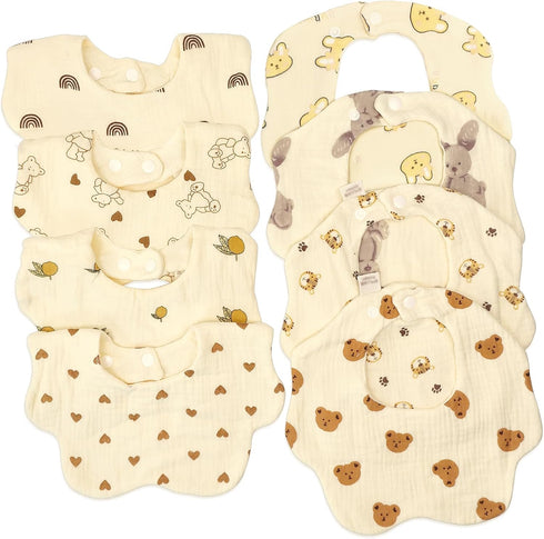 Unisex Muslin Baby Drooling Bibs - Soft & Absorbent Multi-Layer Bibs for Drooling and Teething Boys and Girls