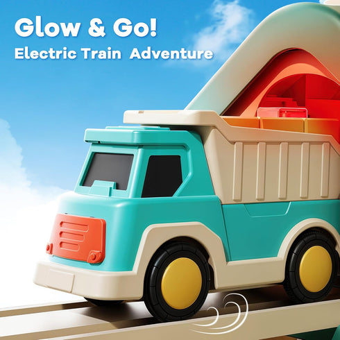 62PCS Set, Playset, 3 4 5 6 7 iPlay, iLearn Kids Construction Track Toy Train Electric Motorized Magnetic Truck Toy