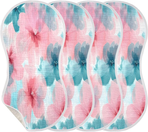YETTASBIN Mint Flower Muslin Baby Burp Cloth, Super Soft Absorbent Cotton Burp Rag Baby Bibs Feeding Cloth for Newborn