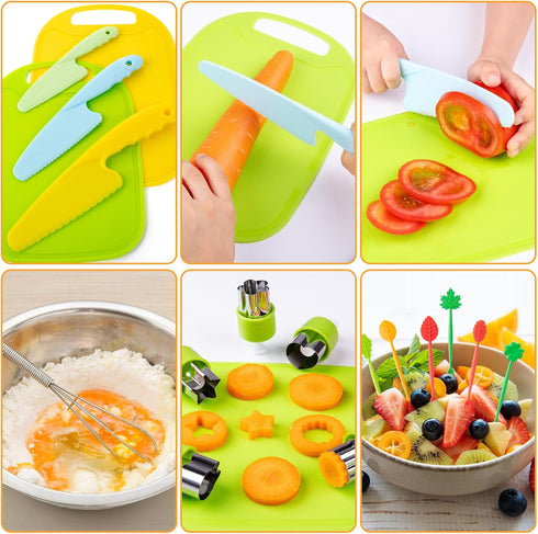 52 Sets, Set Set EFO SHM PCS Kids Cooking Montessori Pretend Play Kitchen Toys for Real Cooking Baking, Toddler Knife