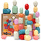 BUNMO Stacking Rocks 40pcs, Safe for Ages 1+, Montessori Toys for 1 Year Old, Wooden Stacking Blocks for Kids