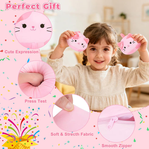 5 Family-19" Mommy 4 PCS Pink Sakura Cat Plush Stuffed Animal Soft Pink Sakura Cat Plush, Large Plushies with Baby