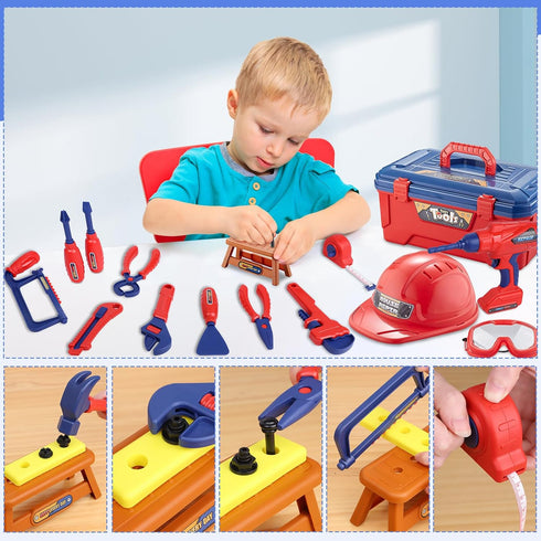 Set, MAGIC4U 49PCS Set 12 3-8 Kids Tool Toddler Tool with Electronic Toy Drill,Tape Measure Tool Equipment,Pretend Play