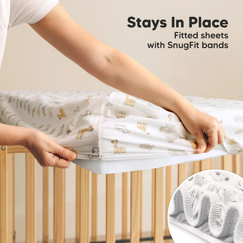 2-Pack 52x28 Waterproof Crib Sheets for Boys, Girls - Fitted Organic Cotton Baby Crib Sheets, Toddler Mattress
