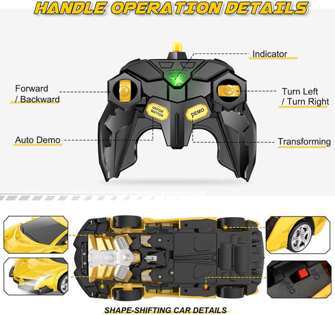 Transform Remote Control Car Toy for Kids 4-12 Years, Remote Control Cars for Boys, Toys for 3-12 Years Old
