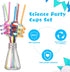 Tanlade 32 Pieces Science Party Theme Cups Set with Plastic Reusable Conical Flask Bottles, Silly Loop Straws
