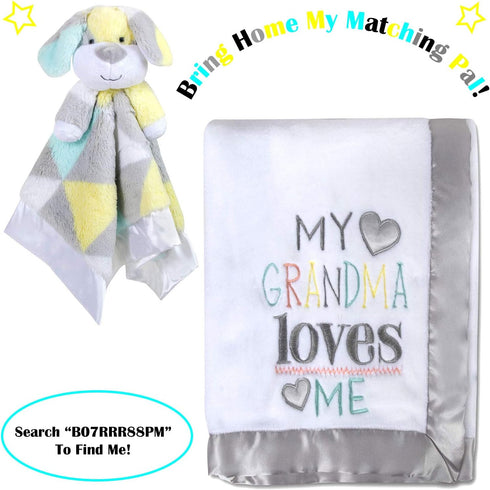 30x40 Fleece Baby Nursery Blanket with Satin Trim for Boys, Girls, and Unknown Gender Baby (Grandma's Love)
