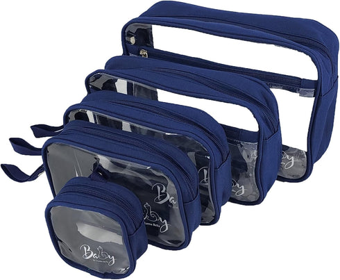 5 Piece Diaper Bag Organizer Pouch Set, Clear with Straps and Pacifier