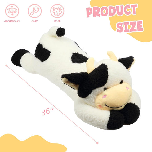 Easfan 36’’ Lying Cow Stuffed Animal, Large Hugging Plush Pillow Toy for Home Decoration Gifts
