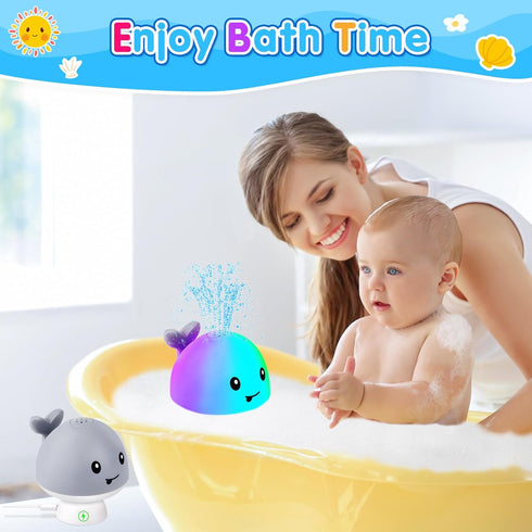 Baby Bath Toys, Whale Bath Toy Sprinkler with Charging Dock for Kids Ages 0-2, Light Up Bathtub Toys for Toddlers