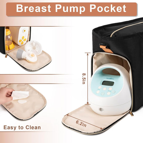 S1 S2, Breast Pump Bag Compatible with Spectra and Diaper Tote Bag for working Moms, Large Capacity Baby Travel Bag