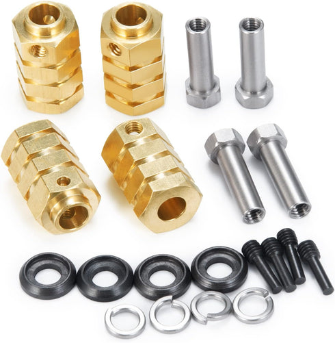 RCLIONS 12mm Brass Wheel Spacers +20mm Extension Wheel Hubs Hex for TRX4 1/10 RC Crawler Truck