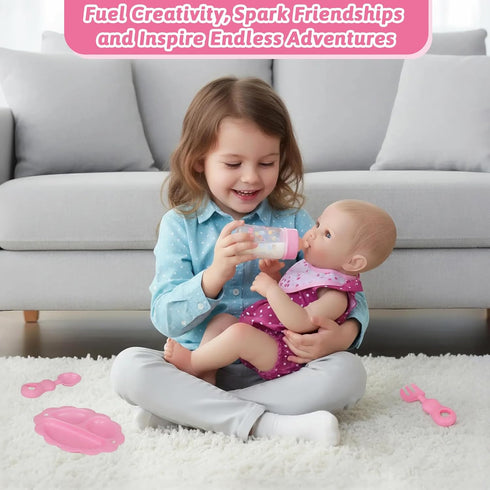 Set 7 Set CARANOVO Baby Doll Accessories Pcs Feeding Bottle Toys, Magic Disappearing Milk & Juice, Pretend Play