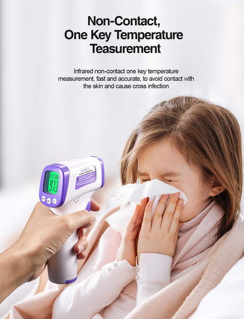 HUHETA Infrared Thermometer for Adults, Non-Contact Forehead Thermometer with Fever Alarm and Memory Function
