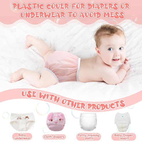 Cozypower 10 Pairs Waterproof Plastic Pants for Toddlers Reusable Plastic Diaper Covers Potty Training Underwear