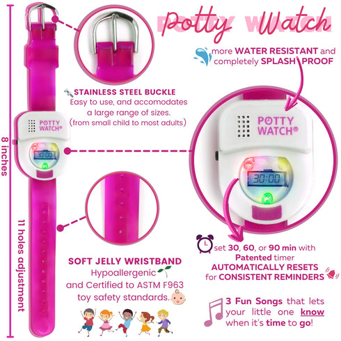 Potty Watch for Kids Potty Training - Watch with Battery Replacement Kit, Reminds Every 30, 60, 90 Minutes