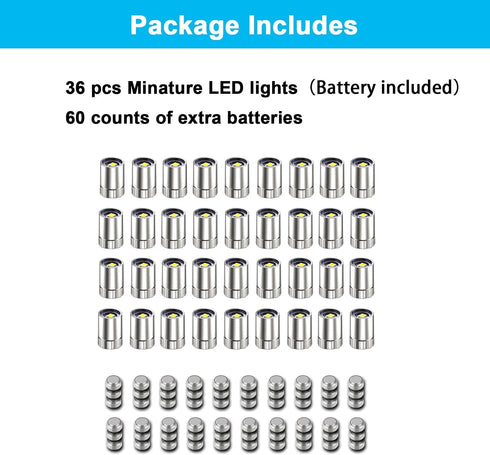 36 SUZEYAR Pcs - Miniature Lights for Dollhouse,Miniature LED Lights for Handcraft,Mini Spot Light Battery Operated