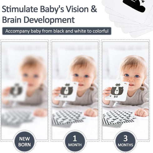 Joyreal High Contrast Baby Toys for Newborn, Black and White Baby Sensory Toys with Car Seat Toys,Infant Toys