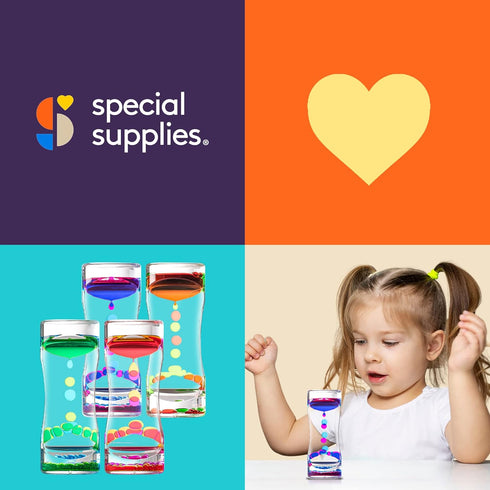 Special Supplies Liquid Motion Bubbler Toy (4-Pack) | Colorful Hourglass Timer | Sensory Play for Bedroom, Kitchen,