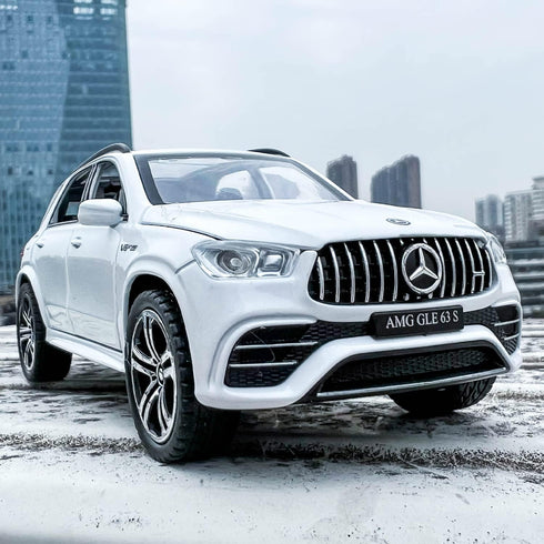 Benz GLE63S AMG Model Car 1/32 Alloy Diecast Pull Back Toy Car with Light and Sound for Boys Girls Gift (White)