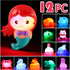 No Hole Bath Toy, 12 Pack Light Up Animal Tub Toys for Toddler Swimming Pool Party, Bathtub Game