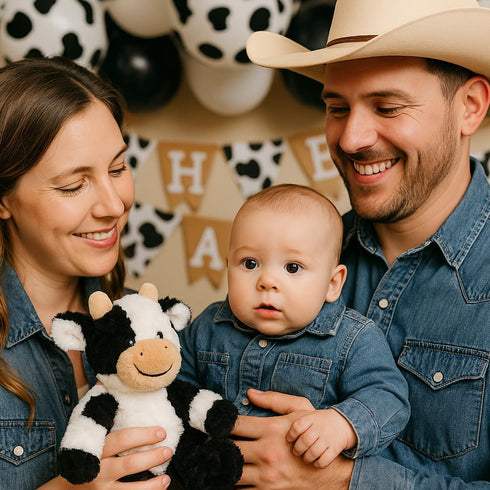 Hopearl 9'' Adorable Plush Cow Toy Floppy Dairy Cattle Soft Stuffed Animal Cute Birthday Gifts for Kids, Boys, Girls