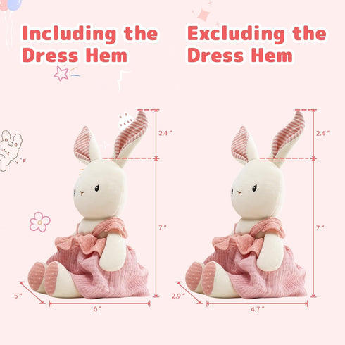 7" Bunny Stuffed Animal Organic Cotton Baby Plush Toys, Easter Stuffed Animal Easter Plush Bunny Soft Cuddly Toy