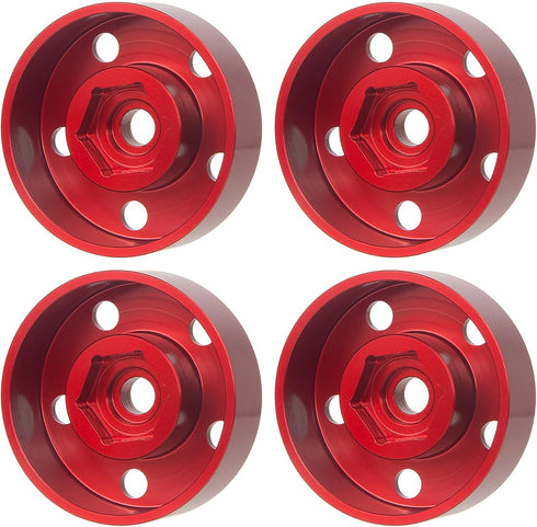 Aluminum Wheel Hex Hub Adapters for Tamiya Super ClodBuster Bullhead Upgrades (Red)
