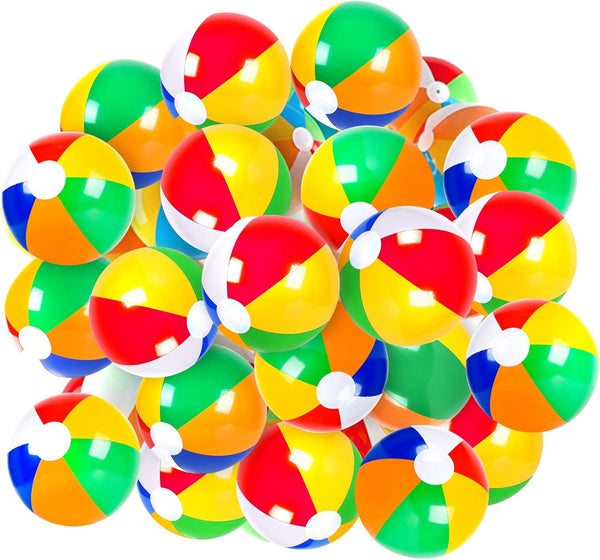 Coopay 60 Pack Inflatable Beach Balls, Classic Rainbow Swimming Pool Ball for Summer Water Games