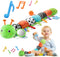 HEMRLY Baby Sensory Toy 0-6 Months, Musical Stuffed Caterpillar Plush with Teether, Crinkle,