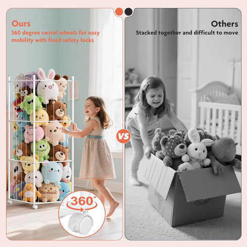 GoKEDA Stuffed Animal Storage,Extra Large Metal Stuffed Animals Storage Tower,Heavy Duty Stuffed Animal Holder