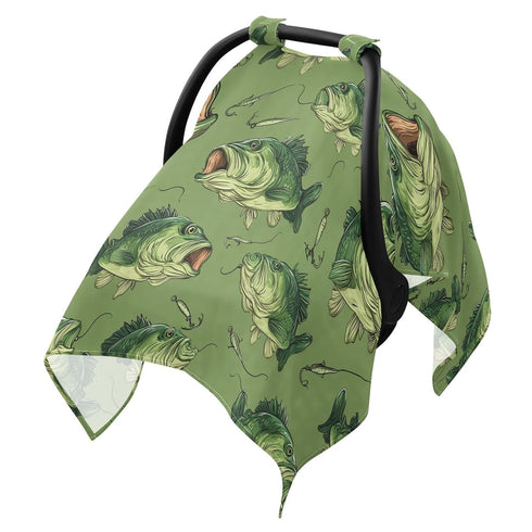 Dalzium Green Tuna Fish and Bait Car Seat Cover Baby, Carseat Canopy Cover